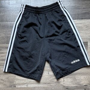 Adidas Men's Black Athletic Shorts with White Stripes